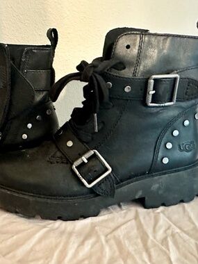 Ugg black combat boots size 9